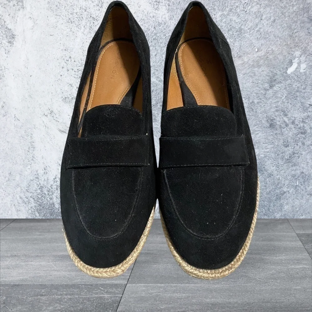 Caslon Tristian Suede Espadrille Loafers Slip On Flats Black Size 8.5 Shoes